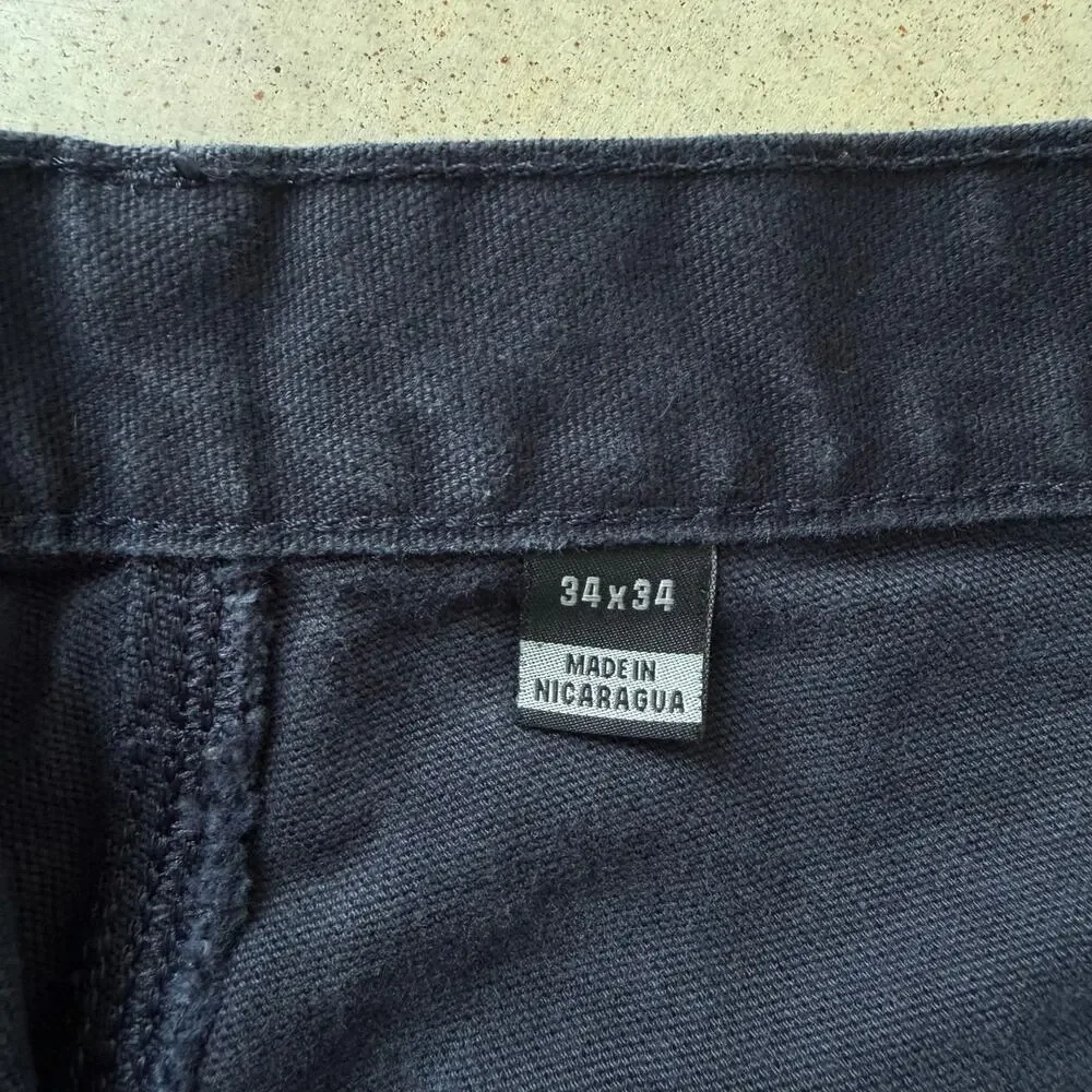 Carhartt Loose Fit Duck Canvas Workwear Utility Navy Carpenter Pants Size 33x34